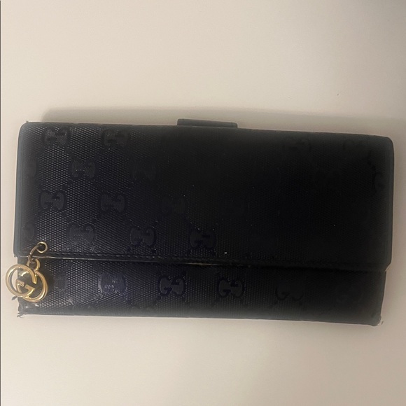 Gucci Navy Wallet with Gold Accent - Picture 1 of 8